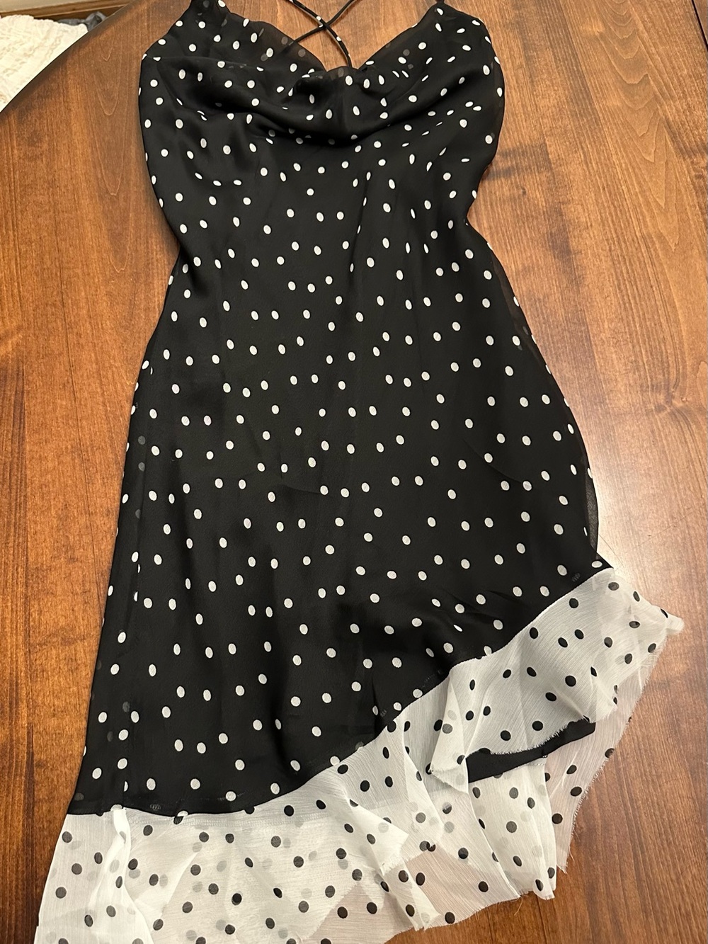 ASOS Black and White Polka Dot Asymmetrical Slip Dress